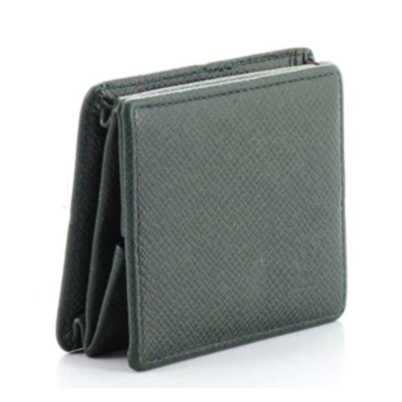 Auth. Louis Vuitton Taiga Porte Mannaie Boite Leather Coin Purse Wallet Mini Vtg - Picture 13 of 13
